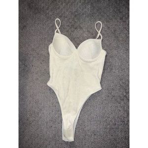 Pretty little thing cream toweling basic cupped swimsuit one piece cream size 10